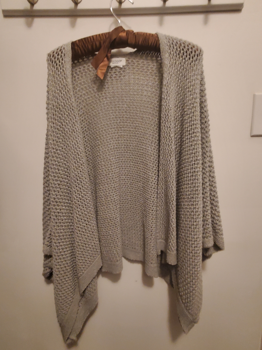 Light Gray Open Knit Women's Sweater Cardigan